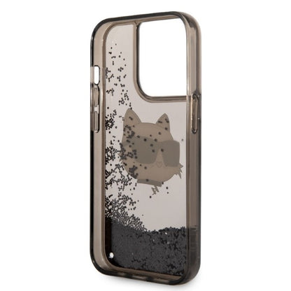 Étui pour Apple iPhone 14 Pro, Karl Lagerfeld, Glitter Choupette's Head, Noir