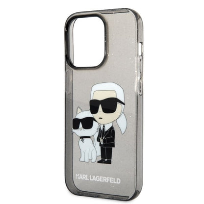 Hoes voor Apple iPhone 14 Pro, Karl Lagerfeld, Glitter Karl & Choupette, Zwart
