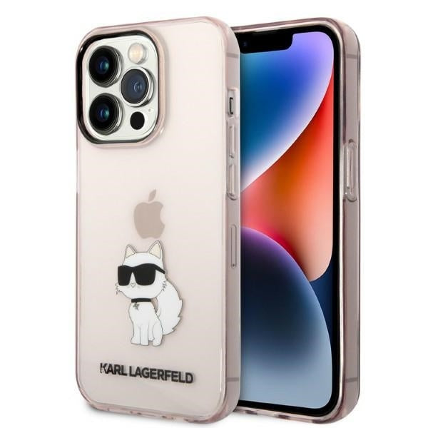 Hoes voor Apple iPhone 14 Pro, Karl Lagerfeld, Ikonik Choupette, Roze