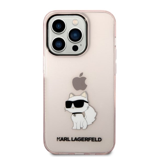 Hoes voor Apple iPhone 14 Pro, Karl Lagerfeld, Ikonik Choupette, Roze