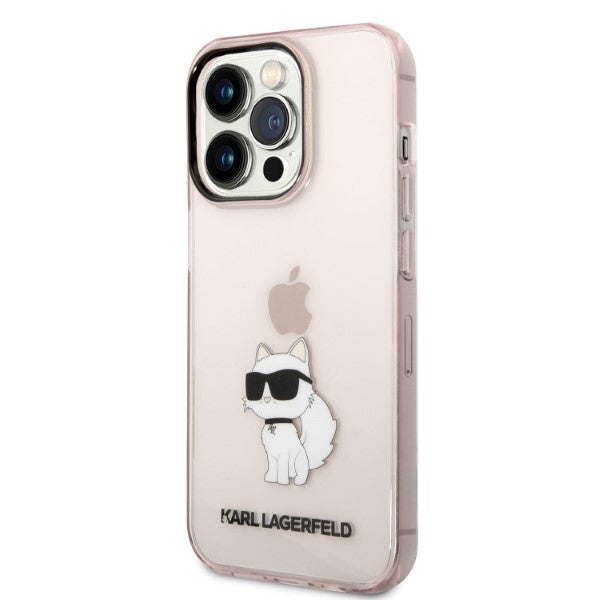 Hoes voor Apple iPhone 14 Pro, Karl Lagerfeld, Ikonik Choupette, Roze