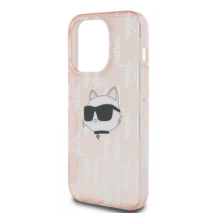 Étui pour Apple iPhone 14 Pro, Karl Lagerfeld, IML Luxury Monogram Choupette's Head, Rose