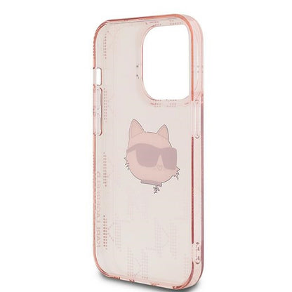 Étui pour Apple iPhone 14 Pro, Karl Lagerfeld, IML Luxury Monogram Choupette's Head, Rose
