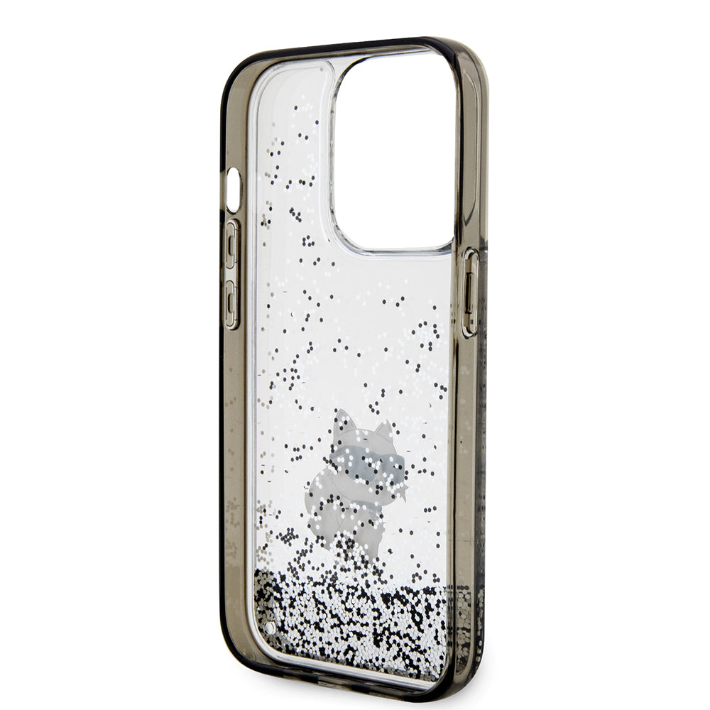 Housse pour Apple iPhone 14 Pro, Karl Lagerfeld, Liquid Glitter Choupette, Transparente