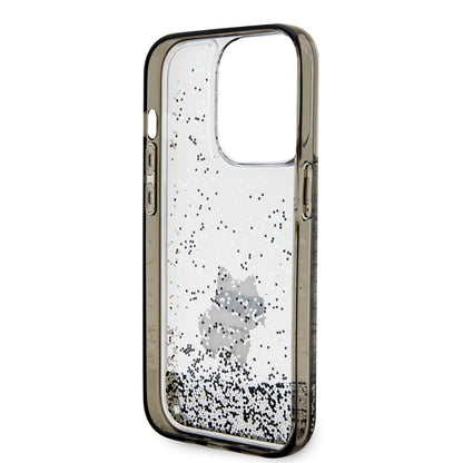 Housse pour Apple iPhone 14 Pro, Karl Lagerfeld, Liquid Glitter Choupette, Transparente