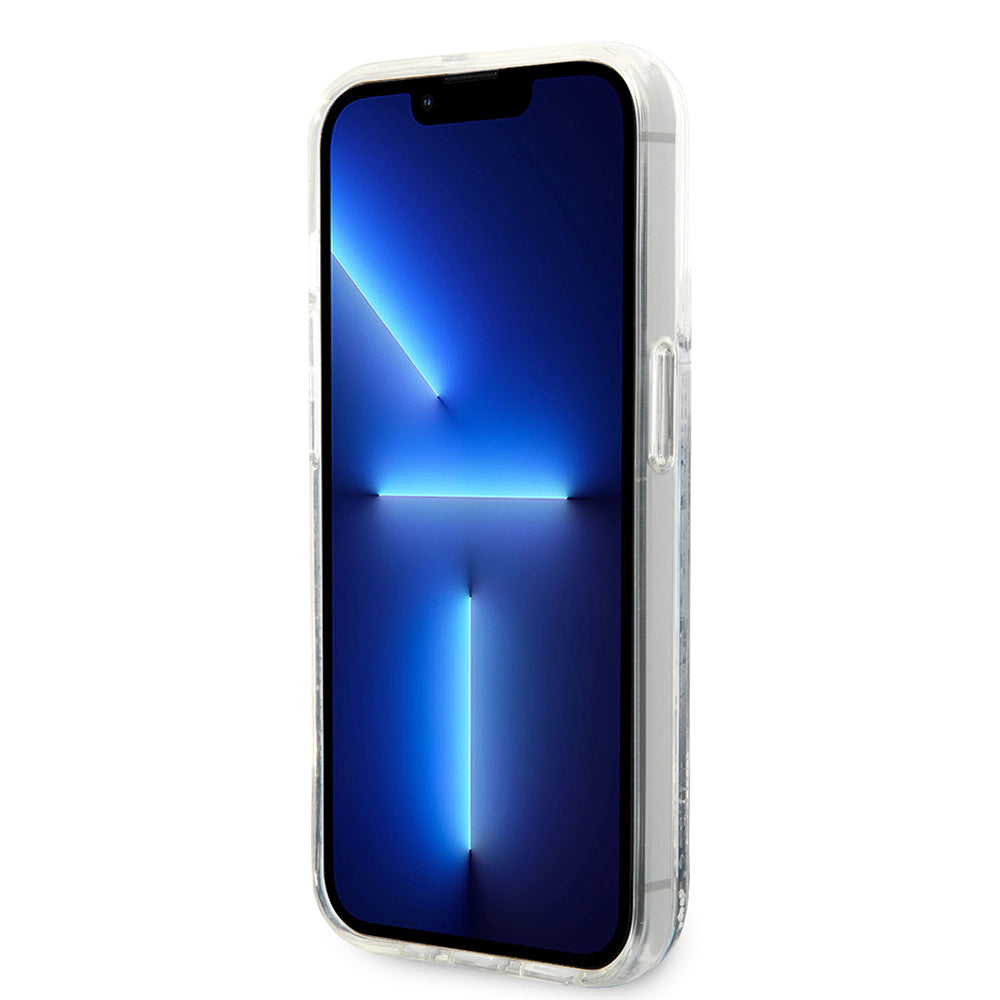 Hoes voor Apple iPhone 14 Pro, Karl Lagerfeld, Liquid Glitter RSG, Zilverachtig