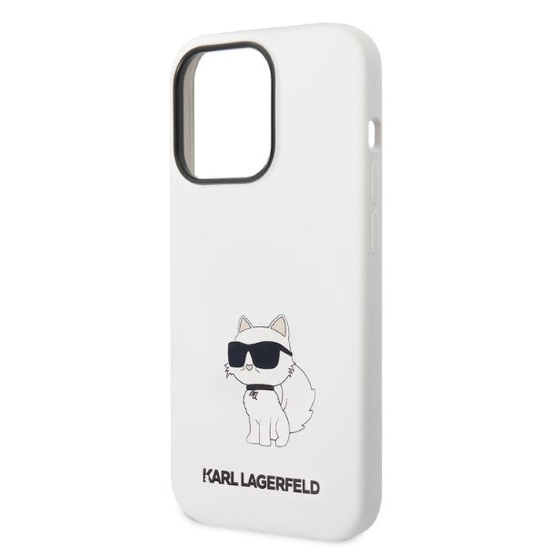 Étui pour Apple iPhone 14 Pro, Karl Lagerfeld, Silicone Choupette, Blanc