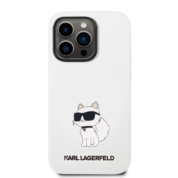Étui pour Apple iPhone 14 Pro, Karl Lagerfeld, Silicone Choupette, Blanc