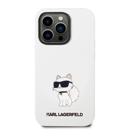 Étui pour Apple iPhone 14 Pro, Karl Lagerfeld, Silicone Choupette, Blanc