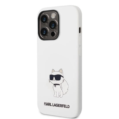 Étui pour Apple iPhone 14 Pro, Karl Lagerfeld, Silicone Choupette, Blanc
