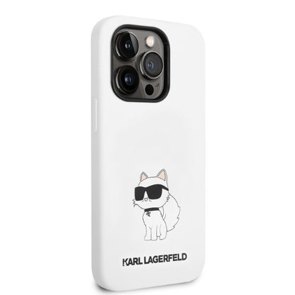 Étui pour Apple iPhone 14 Pro, Karl Lagerfeld, Silicone Choupette, Blanc