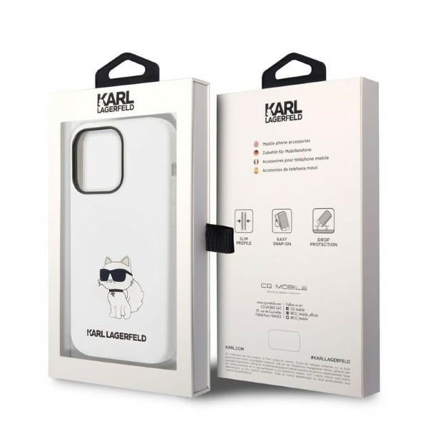 Étui pour Apple iPhone 14 Pro, Karl Lagerfeld, Silicone Choupette, Blanc