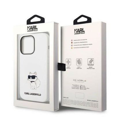 Étui pour Apple iPhone 14 Pro, Karl Lagerfeld, Silicone Choupette, Blanc