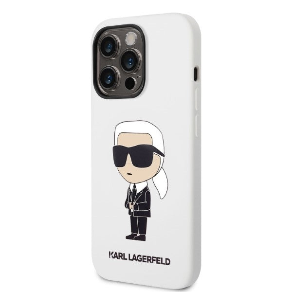 Hoes voor Apple iPhone 14 Pro, Karl Lagerfeld, Silicone Ikonik NFT, Wit