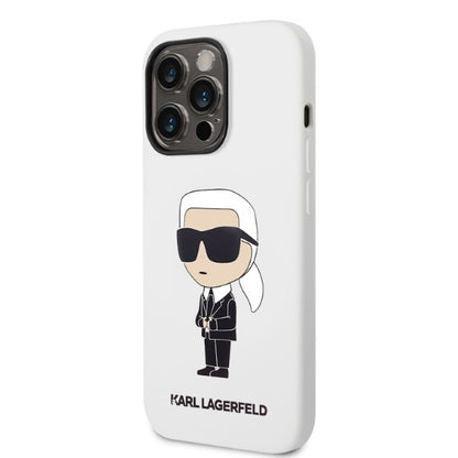 Hoes voor Apple iPhone 14 Pro, Karl Lagerfeld, Silicone Ikonik NFT, Wit