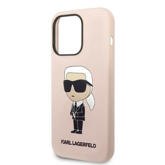 Hoes voor Apple iPhone 14 Pro, Karl Lagerfeld, Silicone Ikonik NFT, Roze