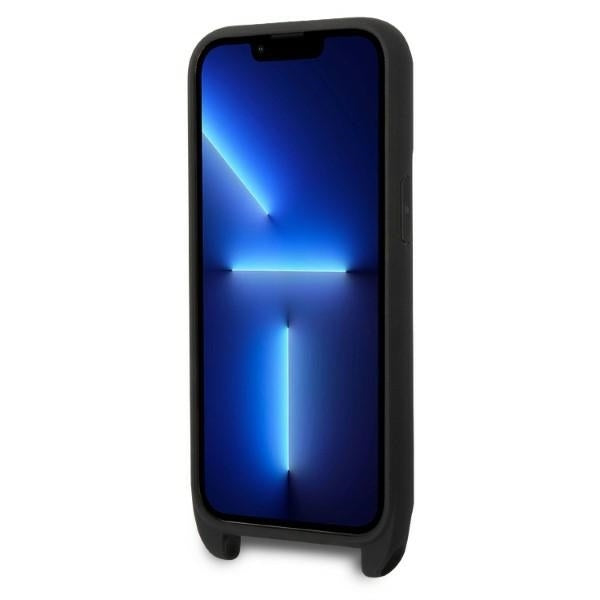 Étui pour Apple iPhone 14 Pro, Karl Lagerfeld, Monogram Plaque Logo avec Sangle, Noir