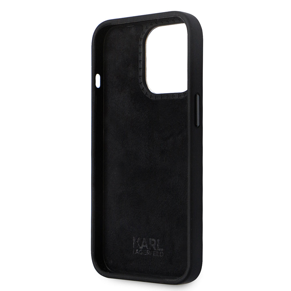 Hoes voor Apple iPhone 14 Pro, Karl Lagerfeld, Silicone Choupette Metal, Zwart