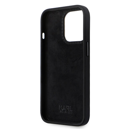 Hülle für Apple iPhone 14 Pro, Karl Lagerfeld, Silicone Ikonik Karl Metal, Schwarz