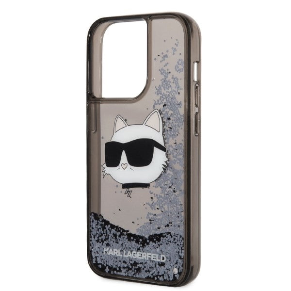 Étui pour Apple iPhone 14 Pro Max, Karl Lagerfeld, Glitter Choupette's Head, Noir