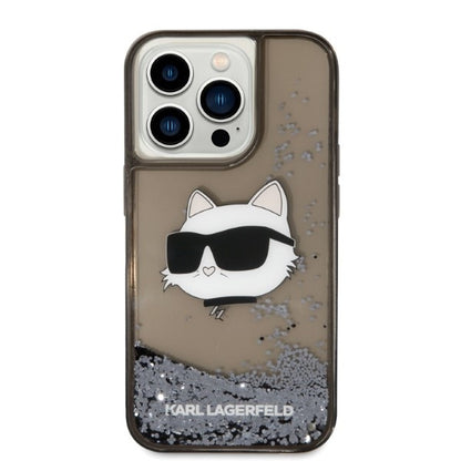 Étui pour Apple iPhone 14 Pro Max, Karl Lagerfeld, Glitter Choupette's Head, Noir