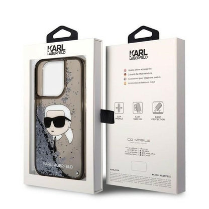 Case for Apple iPhone 14 Pro Max, Karl Lagerfeld, Glitter Karl's Head, Black
