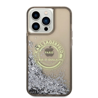 Hoes voor Apple iPhone 14 Pro Max, Karl Lagerfeld, Liquid Glitter RSG, Zwart