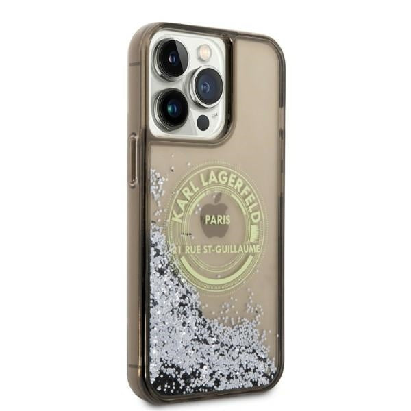 Hoes voor Apple iPhone 14 Pro Max, Karl Lagerfeld, Liquid Glitter RSG, Zwart