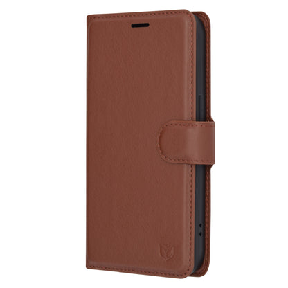 Hülle für Apple iPhone 14 Pro, Techsuit, Leder-Folio, Braun