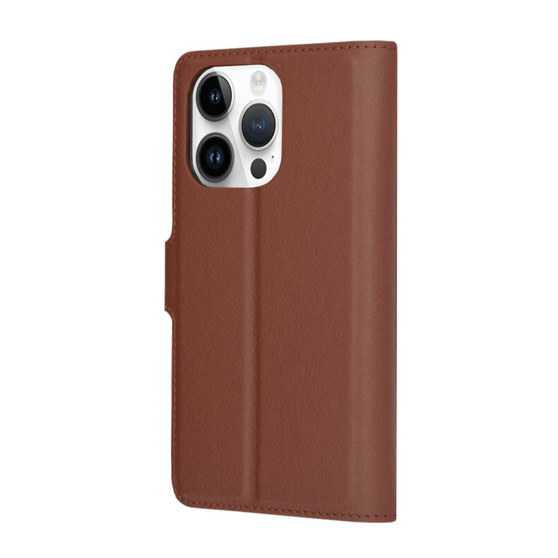 Hülle für Apple iPhone 14 Pro, Techsuit, Leder-Folio, Braun