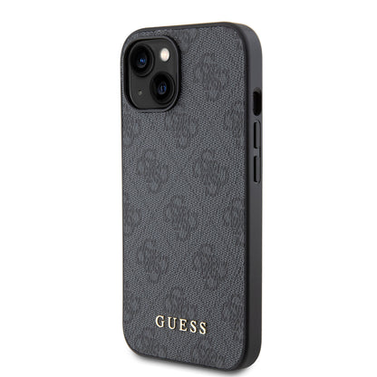 Case for Apple iPhone 15, Guess, 4G Metal Gold Logo, Grey