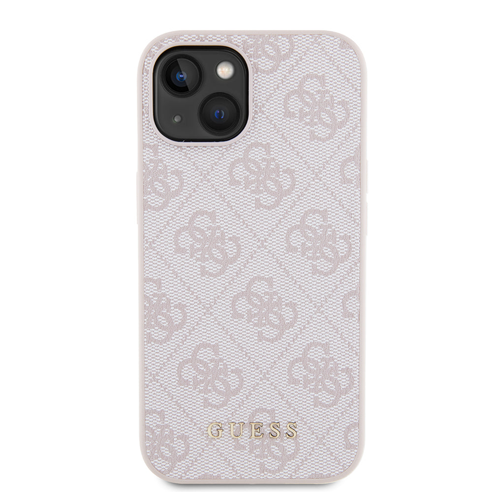 Étui pour Apple iPhone 15, Guess, Logo Or Métal 4G, Rose