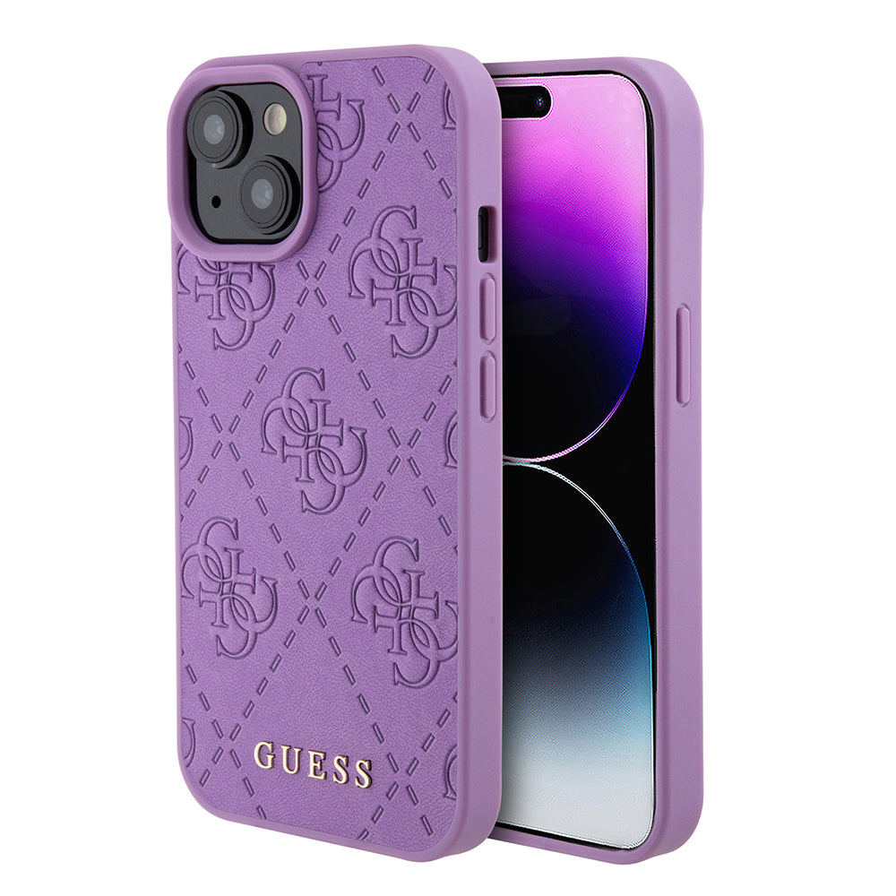 Étui pour Apple iPhone 15, Guess, 4G Estampé, Mauve Clair