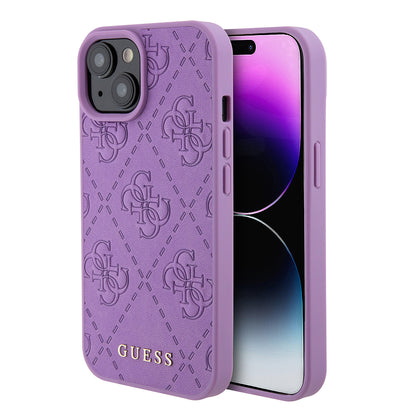 Étui pour Apple iPhone 15, Guess, 4G Estampé, Mauve Clair