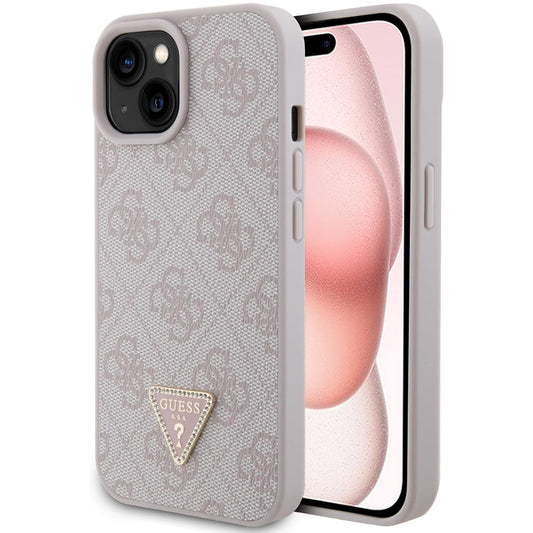 Hoes voor Apple iPhone 15, Guess, 4G Triangle Strass, Roze