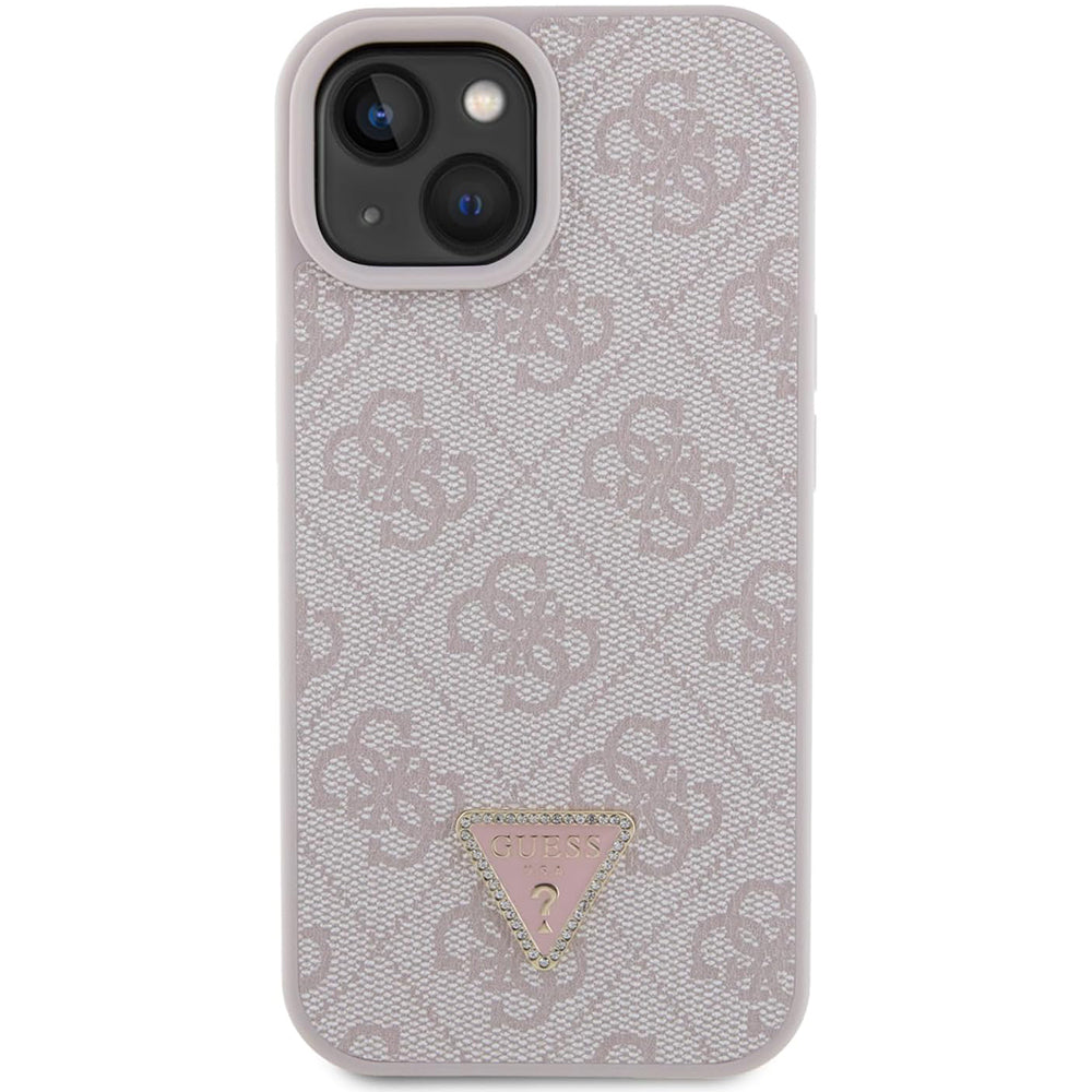Hoes voor Apple iPhone 15, Guess, 4G Triangle Strass, Roze