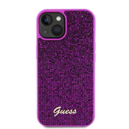 Hoes voor Apple iPhone 15, Guess, Disco Metal Script, Fuchsia