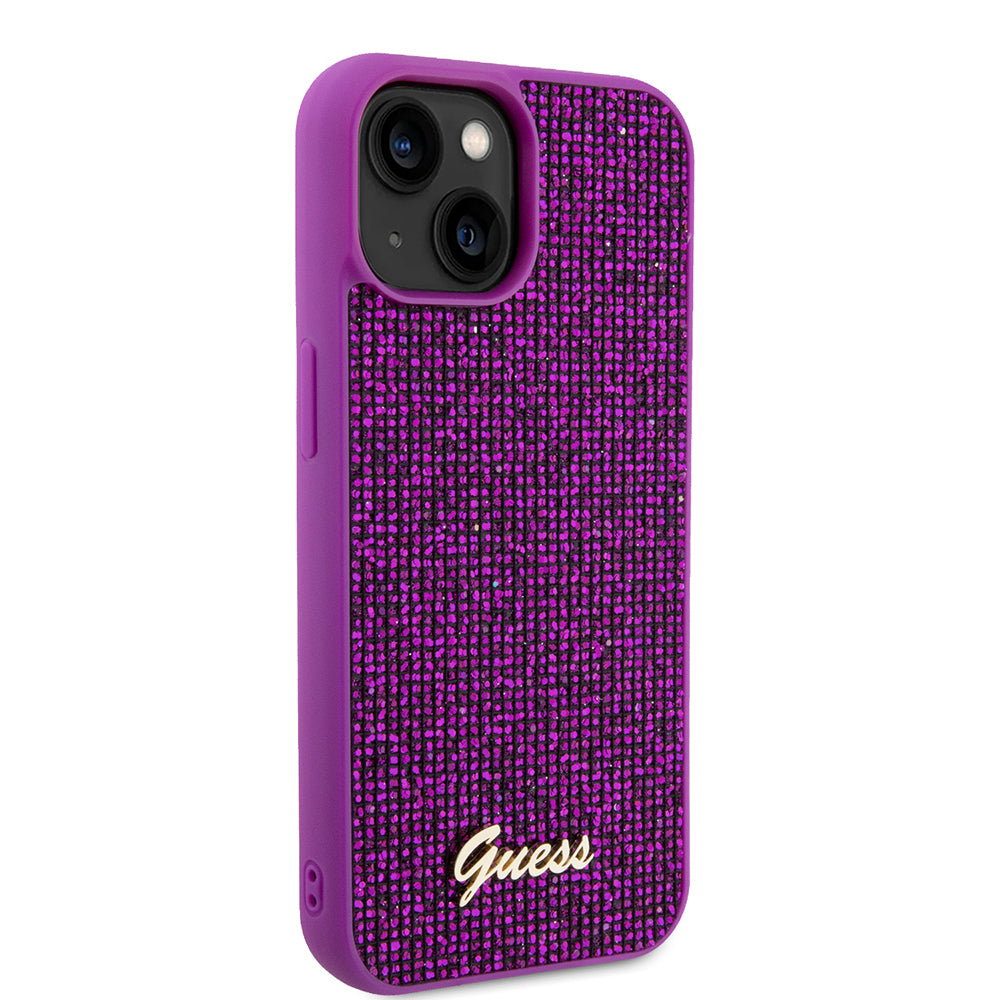 Hoes voor Apple iPhone 15, Guess, Disco Metal Script, Fuchsia