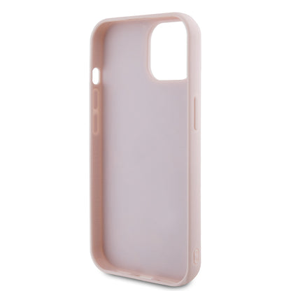 Étui pour Apple iPhone 15, Guess, Logo Métallique Matelassé, Rose