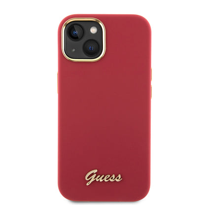 Étui pour Apple iPhone 15, Guess, Script Metal Logo & Frame, Rose