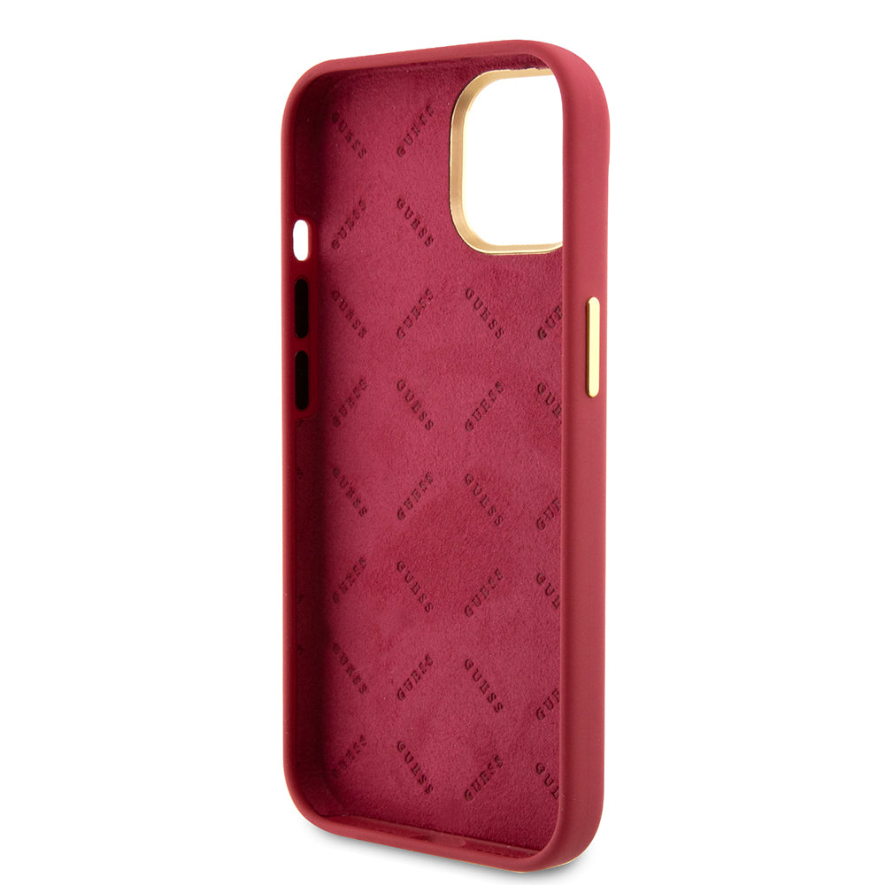 Étui pour Apple iPhone 15, Guess, Script Metal Logo & Frame, Rose