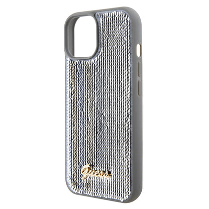 Étui pour Apple iPhone 15, Guess, Sequin Script Metal, Argenté