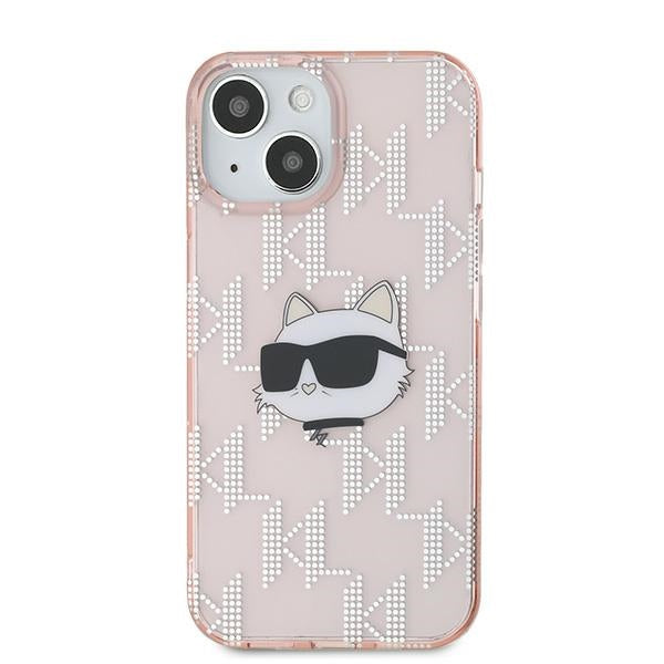 Étui pour Apple iPhone 15, Karl Lagerfeld, IML Luxury Monogram Choupette's Head, Rose