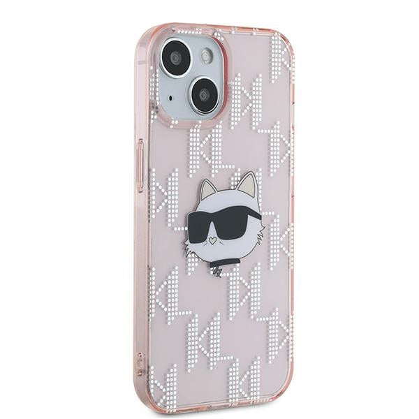Étui pour Apple iPhone 15, Karl Lagerfeld, IML Luxury Monogram Choupette's Head, Rose