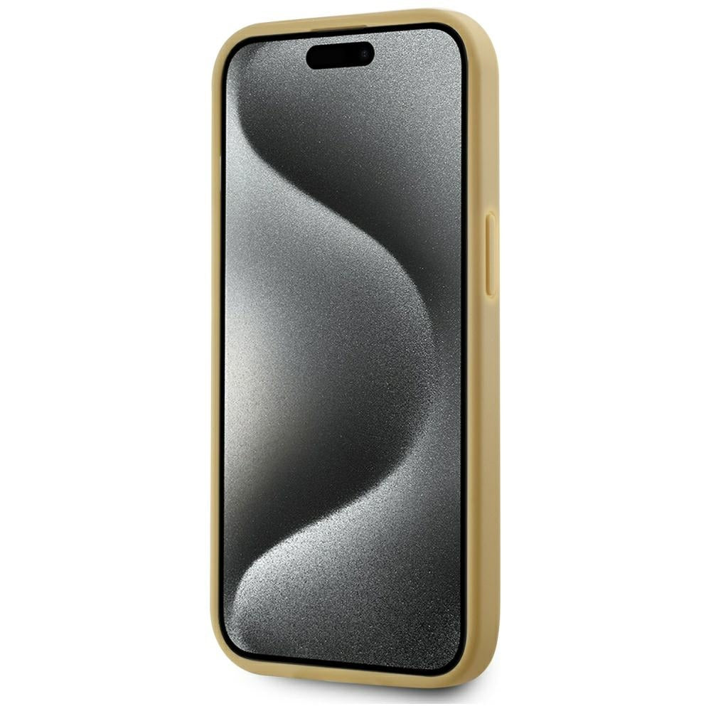Étui pour Apple iPhone 15, Karl Lagerfeld, Signature Métallique, Doré
