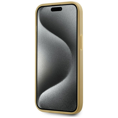 Étui pour Apple iPhone 15, Karl Lagerfeld, Signature Métallique, Doré