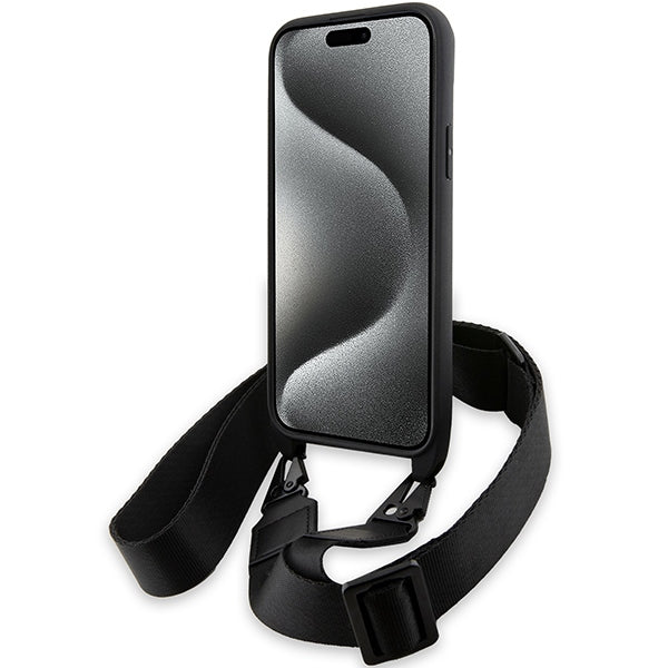 Case for Apple iPhone 15 Plus, BMW, M Edition Carbon Stripe & Strap, Black