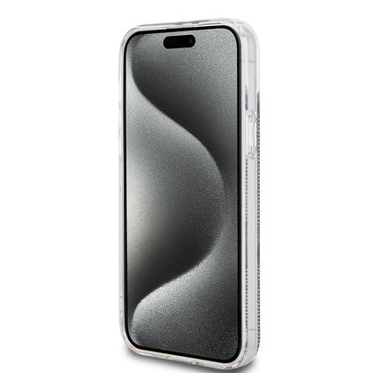 Case for Apple iPhone 15 Plus, Guess, IML 4G Gold Stripe, Brown