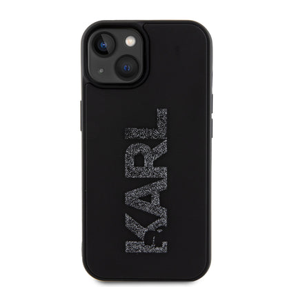 Hoes voor Apple iPhone 15 Plus, Karl Lagerfeld, 3D Rubber Glitter Logo, Zwart