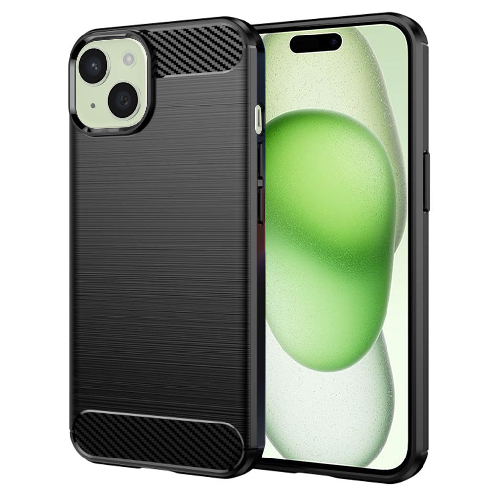 Hülle für Apple iPhone 15 Plus, Techsuit, Carbon, Schwarz